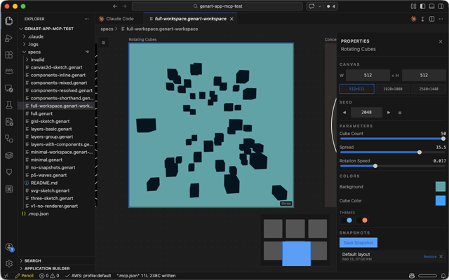 genart extension running inside VSCode